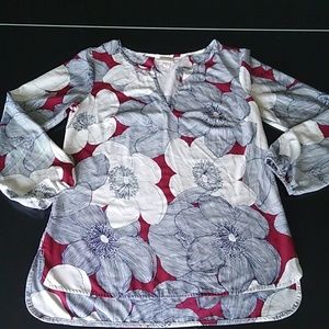 MERONA THE NECK FLORAL LONG SLEEVE SHIRT